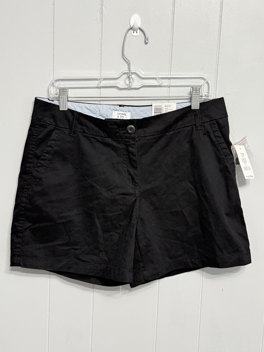 NWT crown & ivy Black Women's Casual 97% Cotton 3% Spandex 6inch Shorts